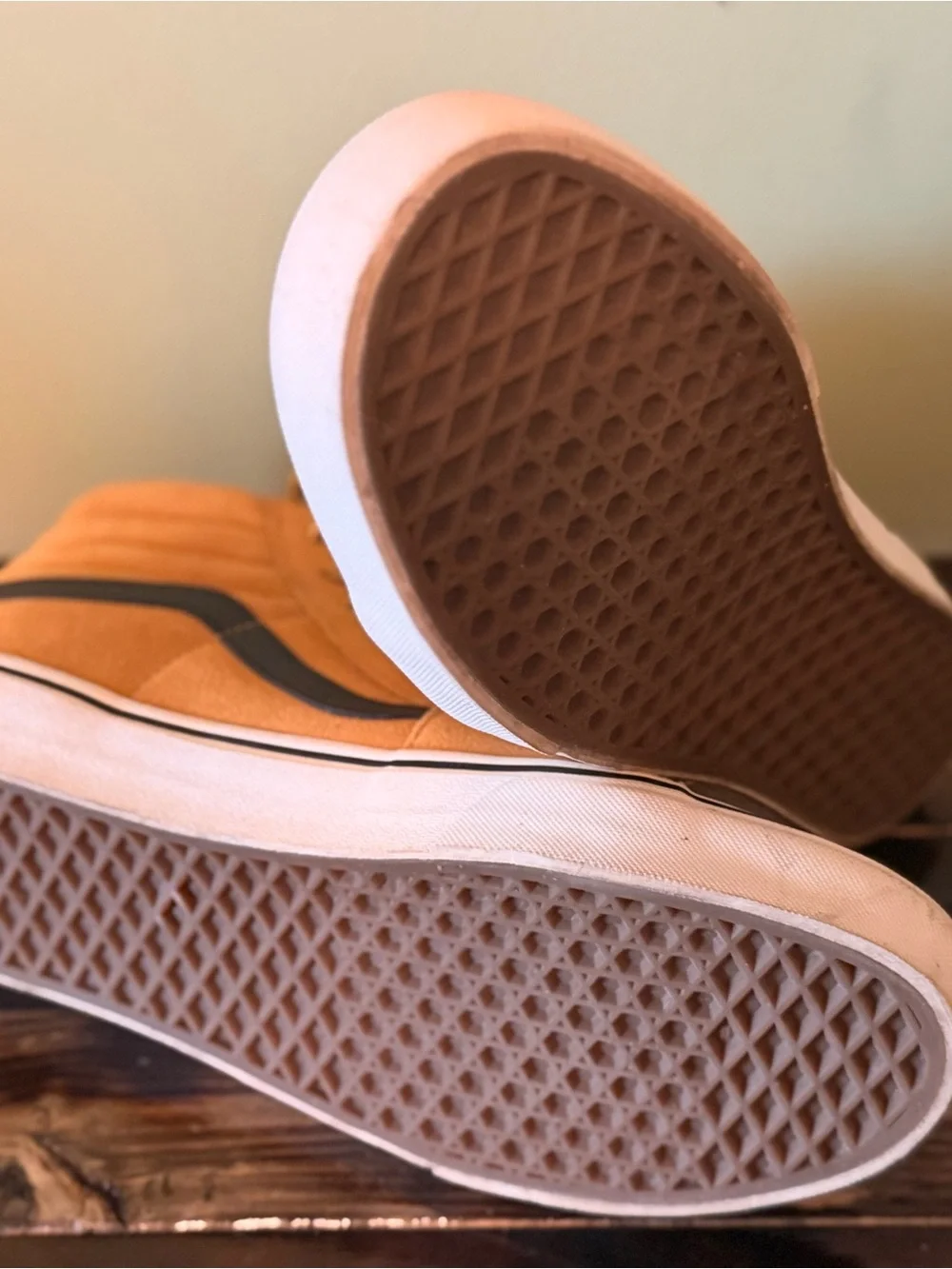 Vans High-Top Suede Sneakers in Wheat with Black Stripe